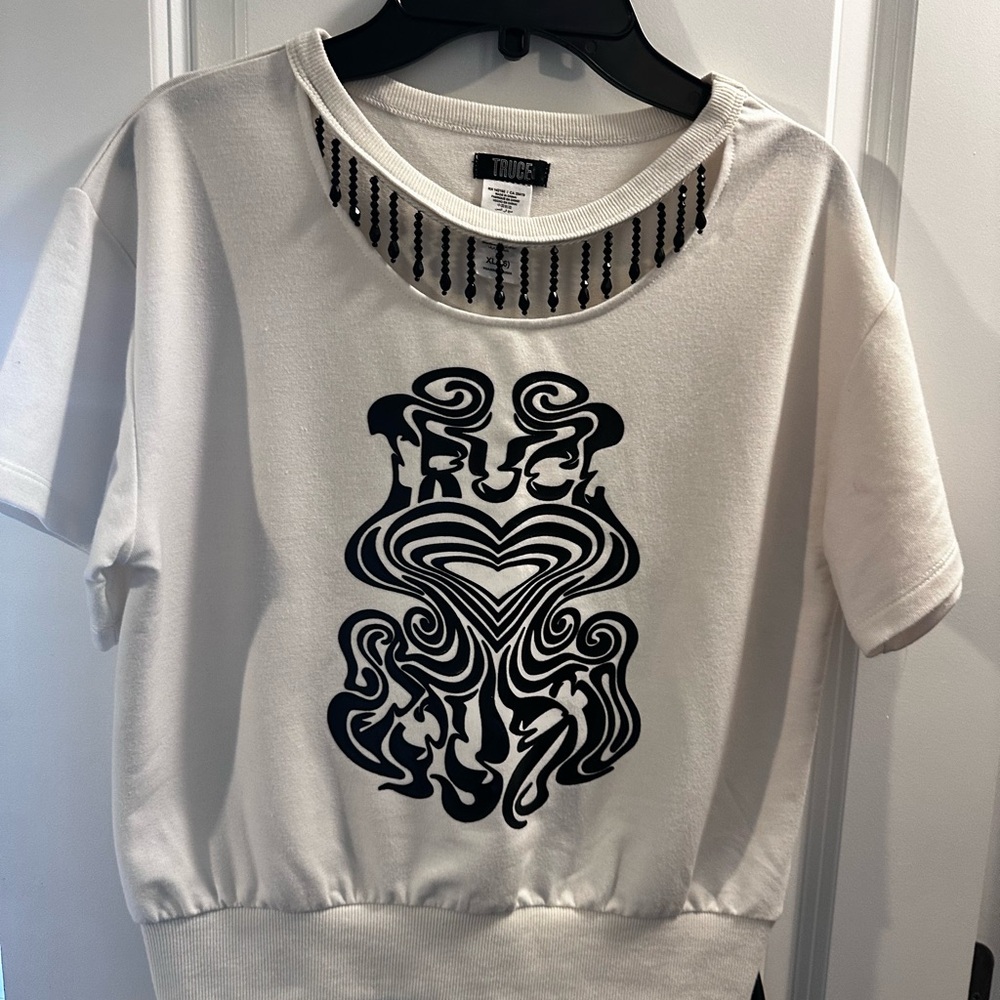 TRUCE Girls 2-Piece Set – White Top XL & Faux Leather Pants L – NWOT